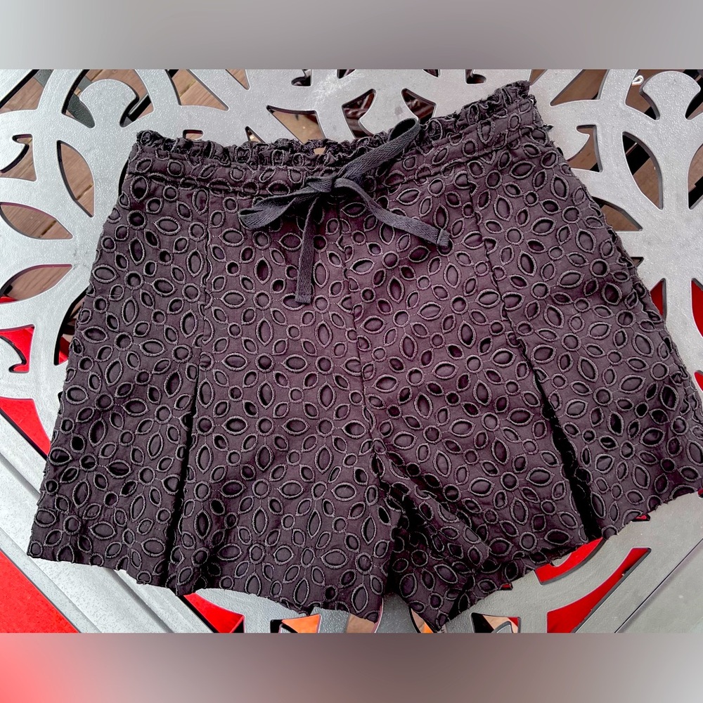 JCREW black eyelet shorts